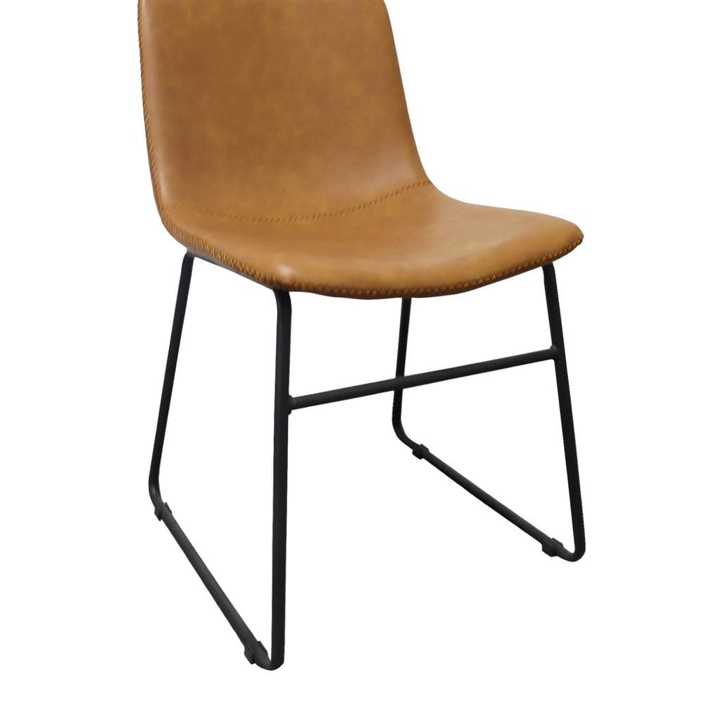 Cadeira para Sala de Jantar Estofada em Couro Oxford Vintage Caramelo