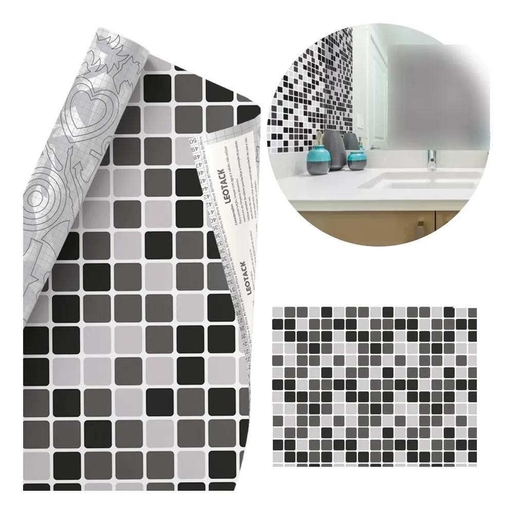 2X Adesivo De Cozinha Lavável 5 Metros Leotack Cor Pastilha