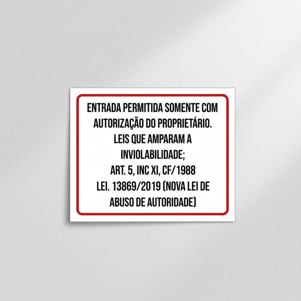 Placa Acm Entrada Autorização Proprietário 18X23