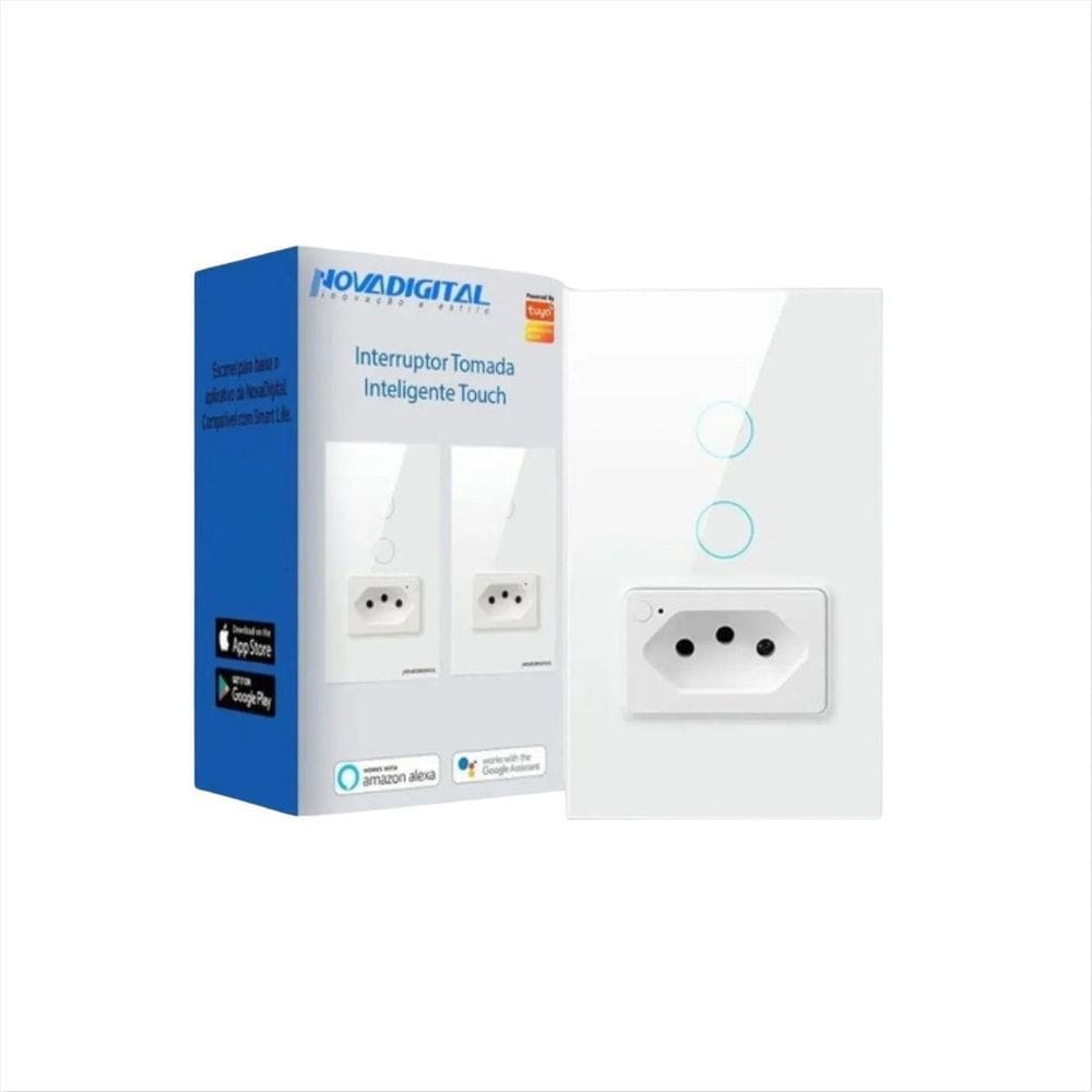 Interruptor Wifi Inteligente Novadigital 2 Botões Tomada 20A