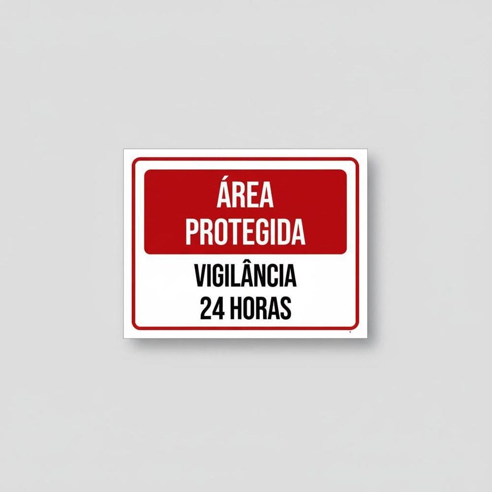 Placa Acm Área Protegida Vilância 24 Horas 18X23