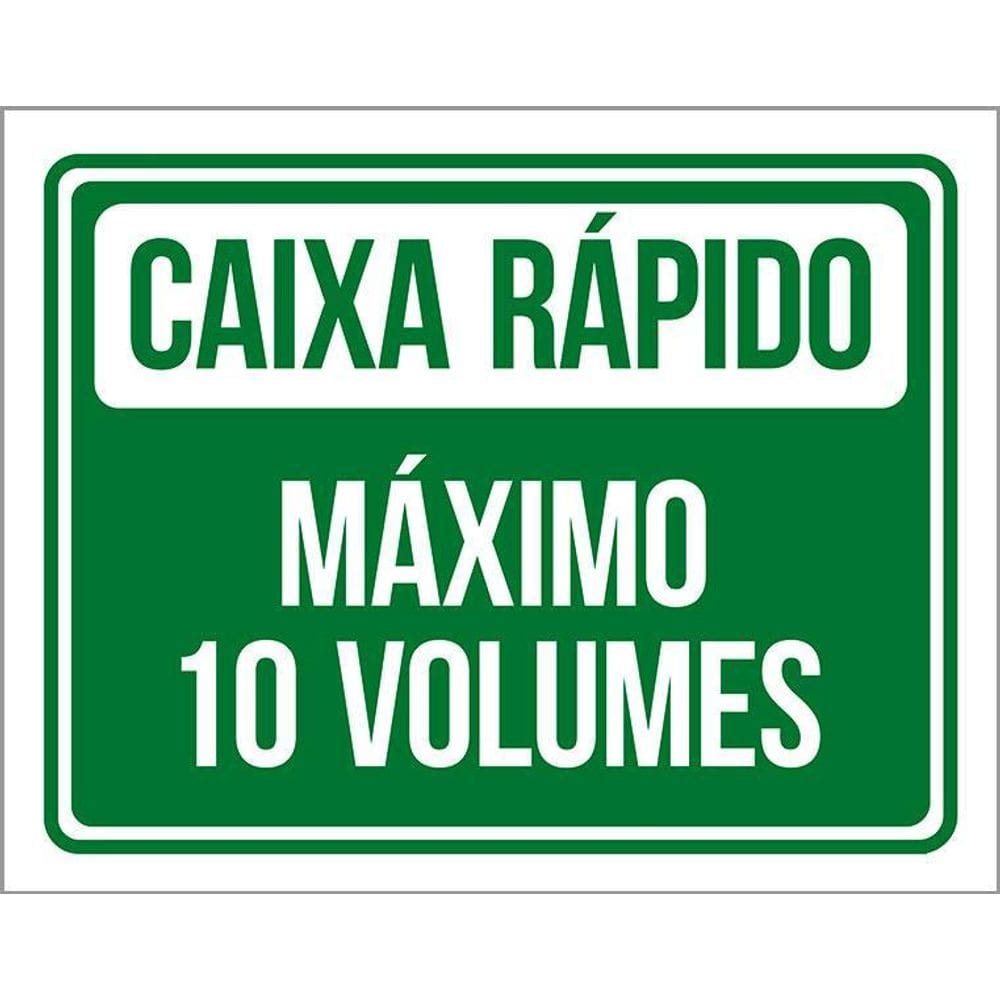 Kit 3 Placa Acm Verde Caixa Rápido Máximo 10 Volumes 18X23