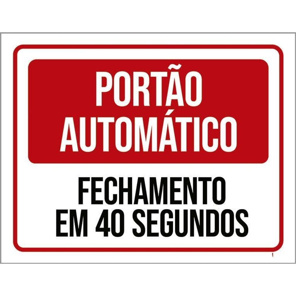 Kit 3 Placa Acm Portão Automático Fechamento 40 Seg 18X23