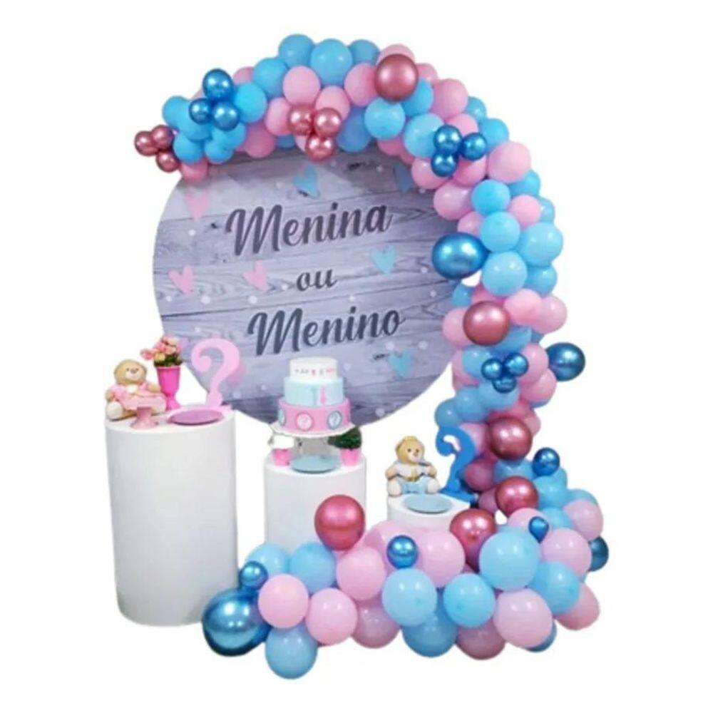 2X Kit 150 Unidades Balão Bexiga Azul + Rosa Para Chá Revela