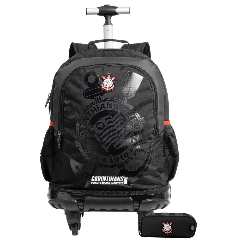 Kit Corinthians Mochila De Rodas + Estojo Duplo