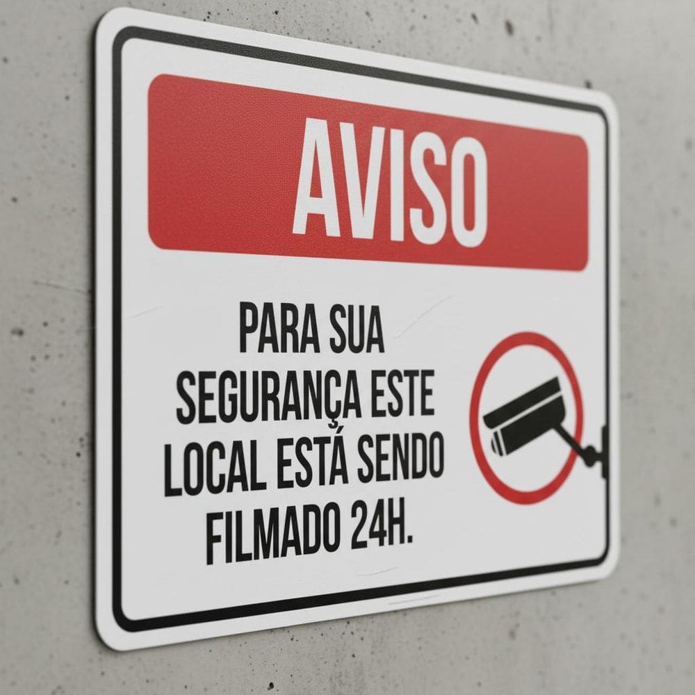Placa Acm De Para Sua Segurança Local Filmado 24H 18X23