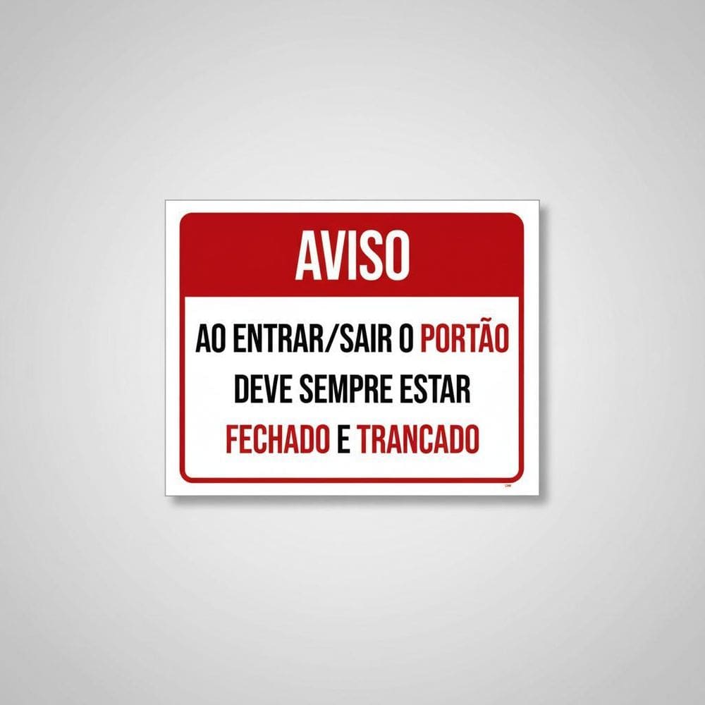 Placa Acm Entrar Sair Portão Trancado 18X23