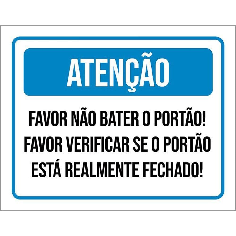 Placa Acm Verificar Portão Realmente Fechado 18X23