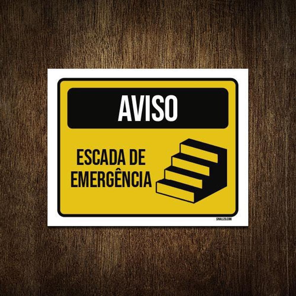 Placa Aviso Escada De Emergência 36X46
