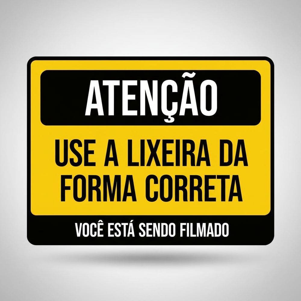 Placa Acm Use Lixeira Forma Correta Você Filmado 18X23