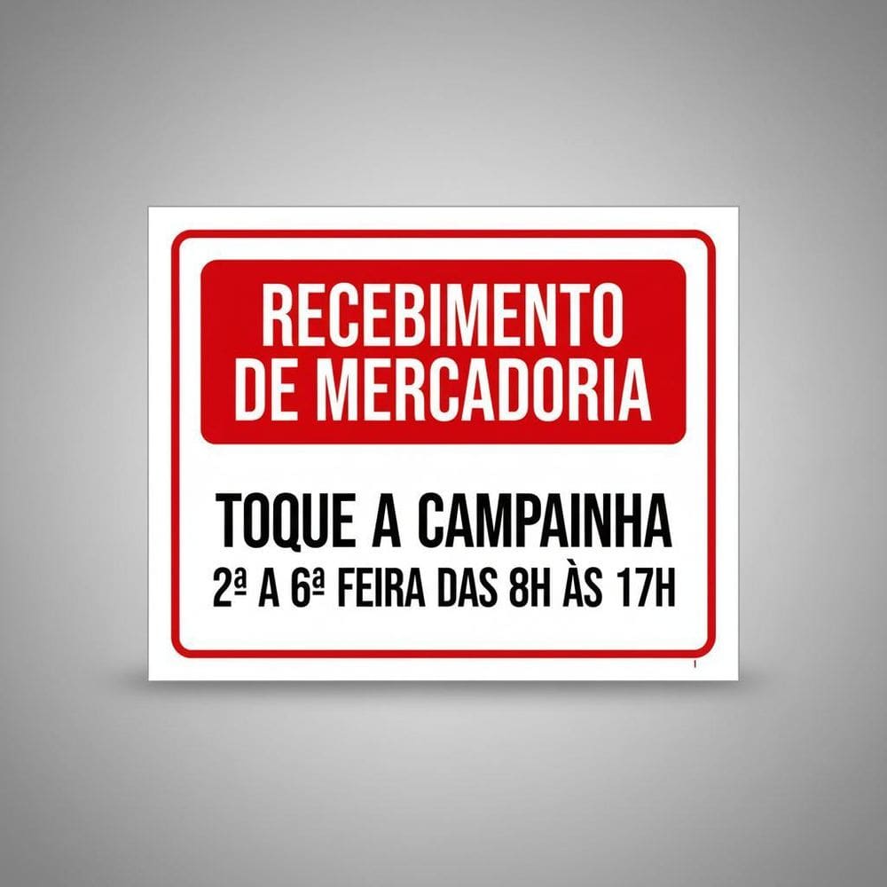 Placa Acm Recebimento Mercadoria Toque Campainha 18X23