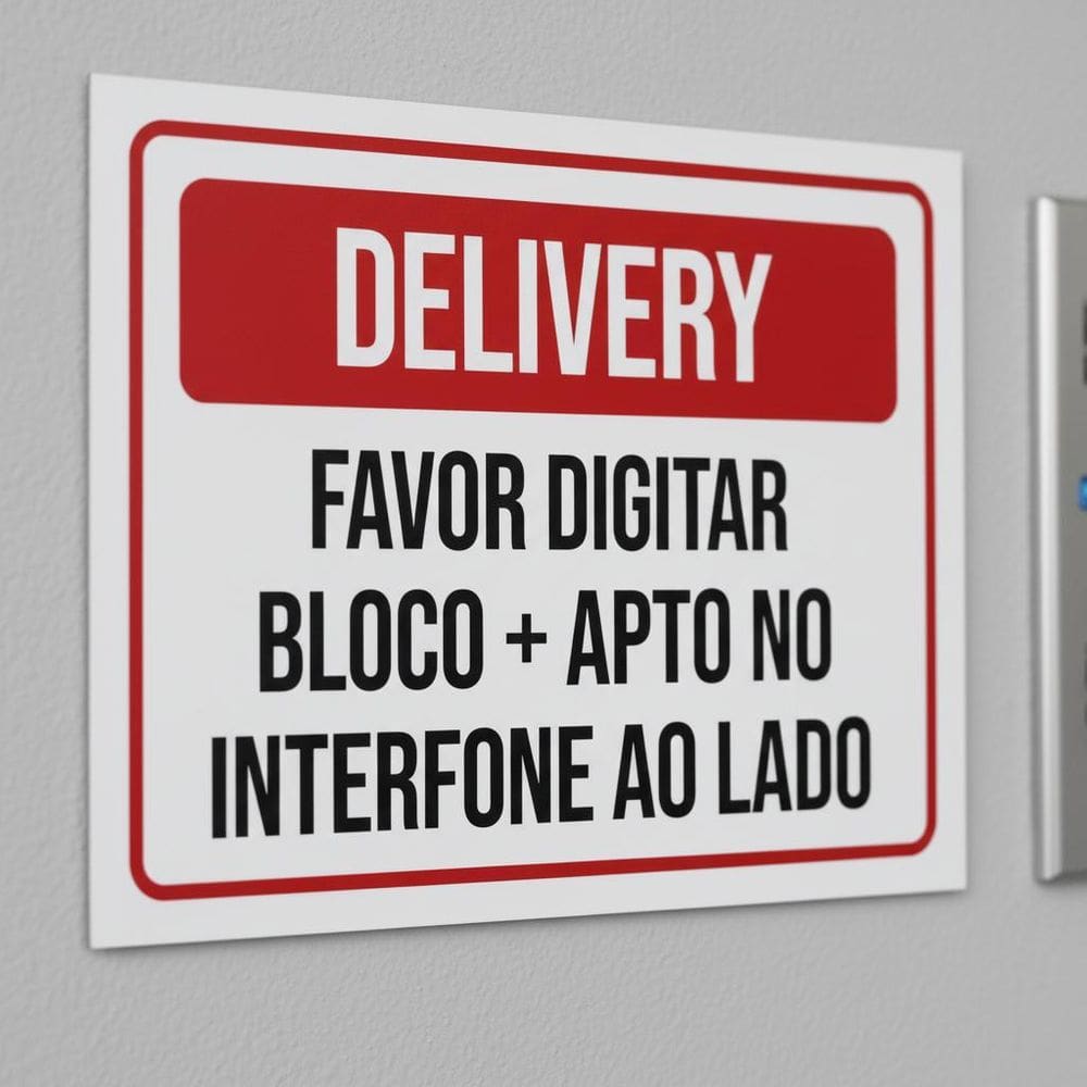 Placa Acm Delivery Digitar Bloco Interfone Ao Lado 18X23
