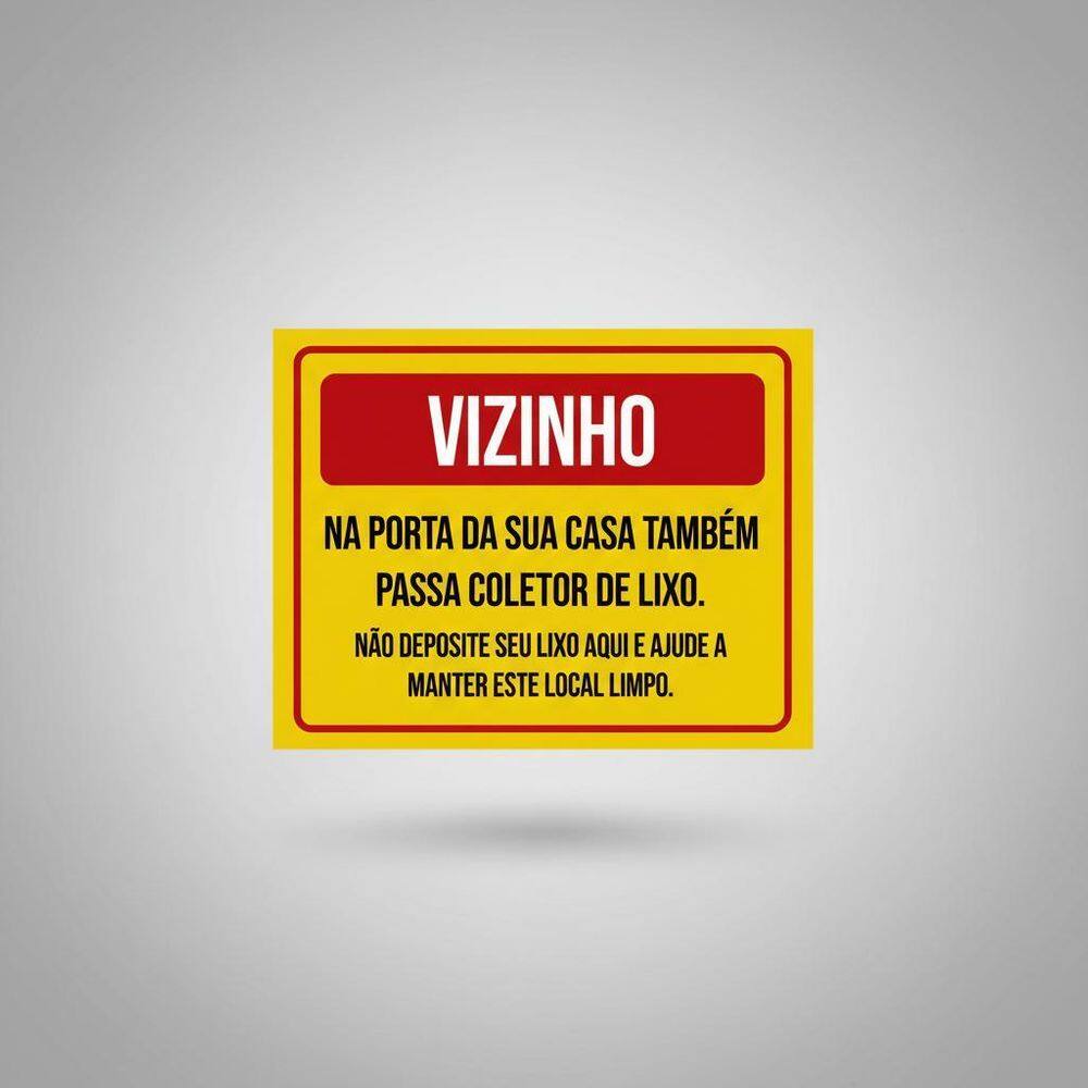 Placa Acm Vizinho Porta Casa Coletor Lixo 18X23
