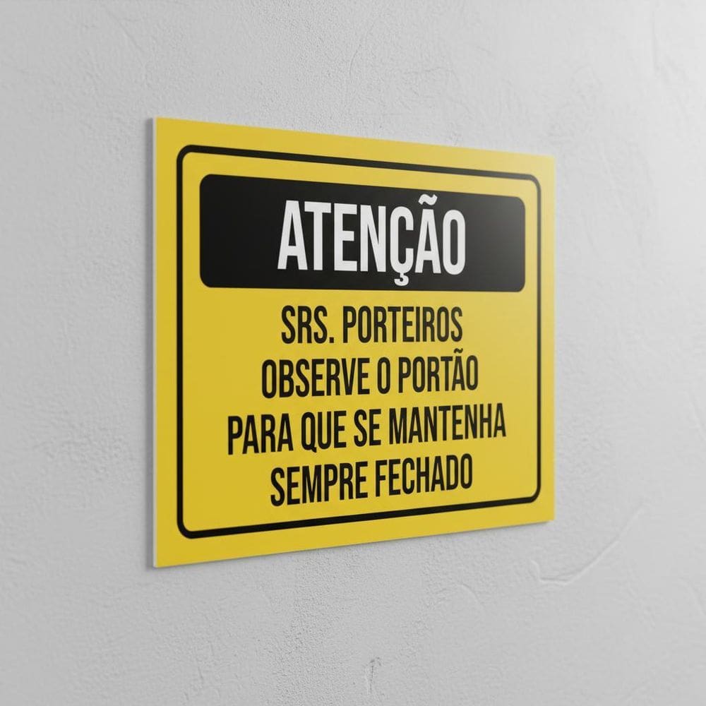 Placa Acm Porteiros Observe Portão Sempre Fechado 18X23