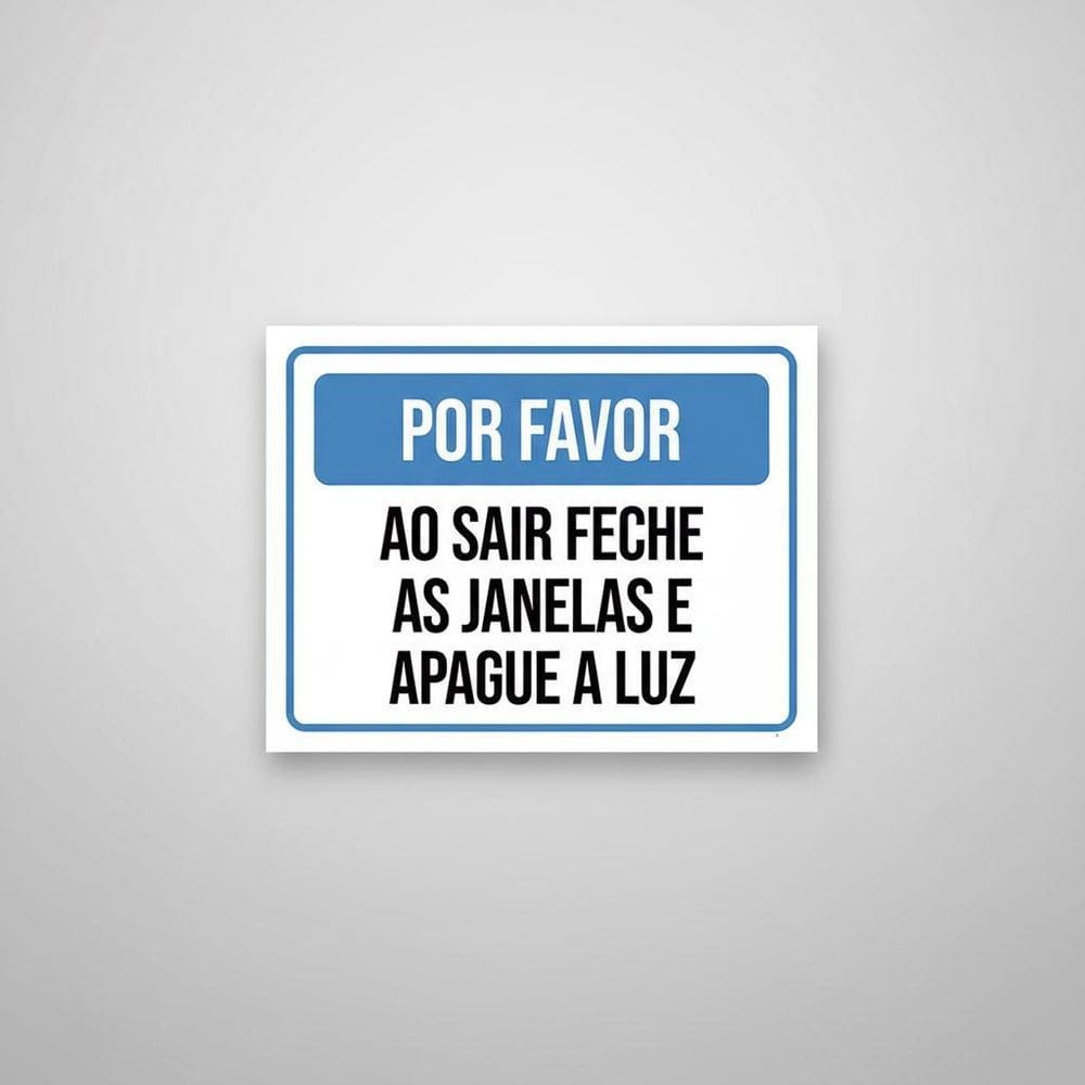 Placa Acm Sair Feche Janelas Apague Luz 18X23