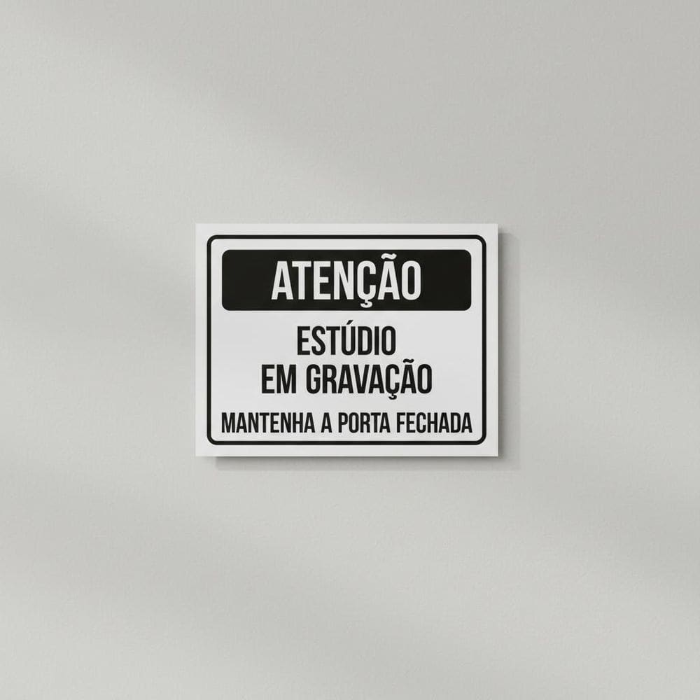 Placa Acm Estúdio Gravação Mantenha Porta Fechada 18X23