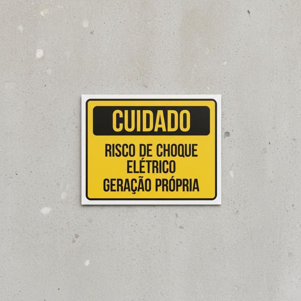 Placa Acm Cuidado Choque Elétrico Geração Própria 18X23