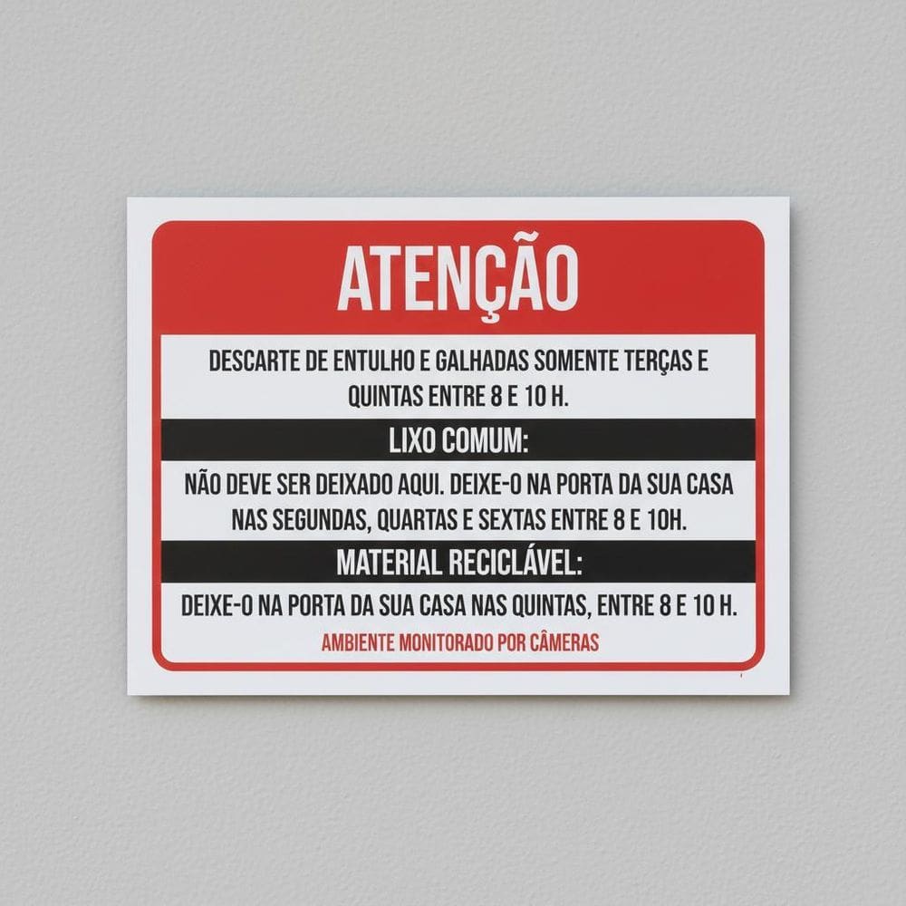 Placa Acm Descarte Entulhos Galhadas 18X23