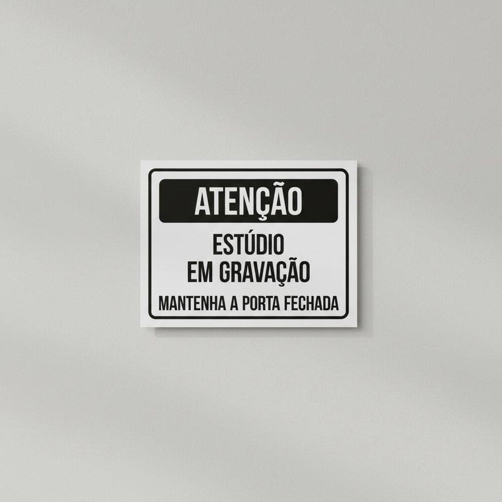 Placa Acm Estúdio Gravação Mantenha Porta Fechada 18X23