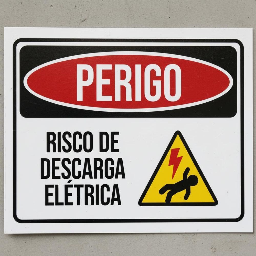 Placa Acm Perigo Risco Descarga Elétrica 18X23