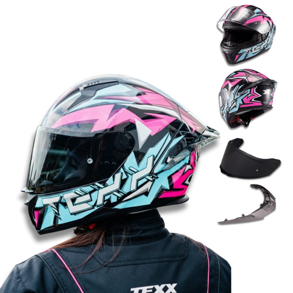 Capacete TEXX Raptor Genesis Azul e Rosa