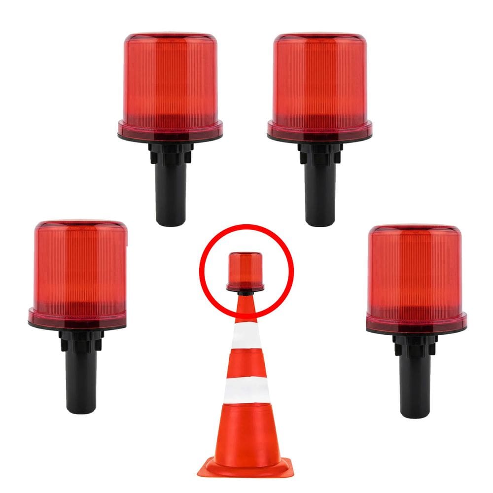 Sinalizador Solar Viario Kit 4 Uni Rodovia Rua Estrada Alerta Cone Emergencia Obra