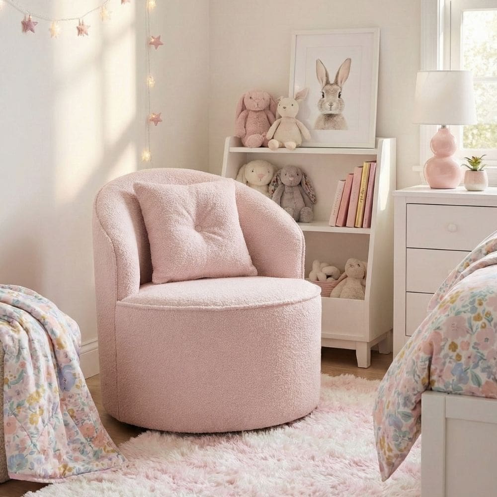 Poltrona Orgânica Decorativa Confortável Amore Bouclê Rosê - Montanari`s Decor