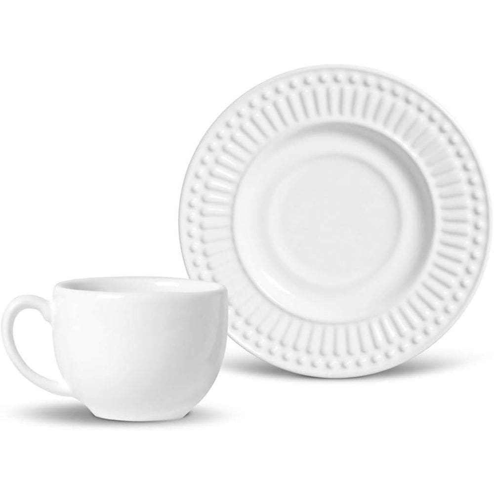 Conjunto com 6 Xícaras de Chá com 6 Pires Roma Branco 161ml