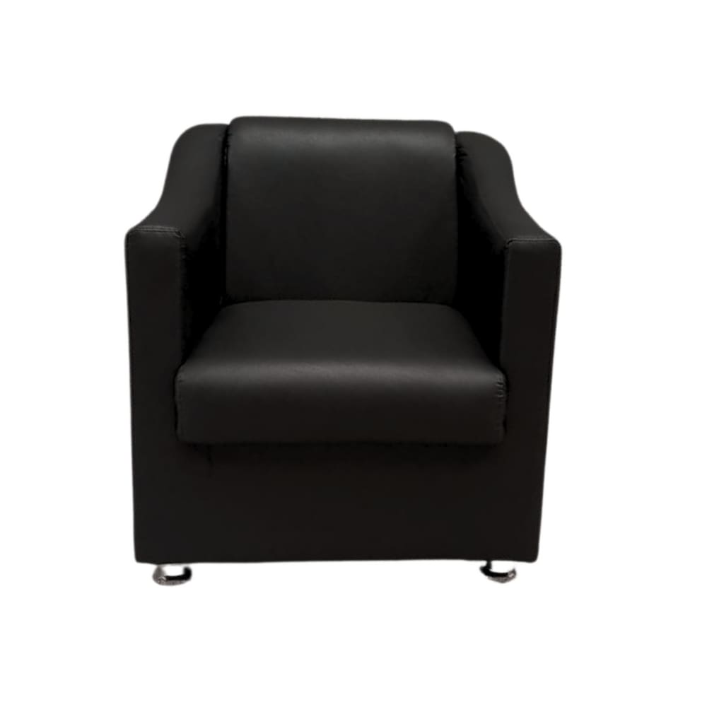 Poltrona Decorativa Para Recepção Sofia Corino Preta