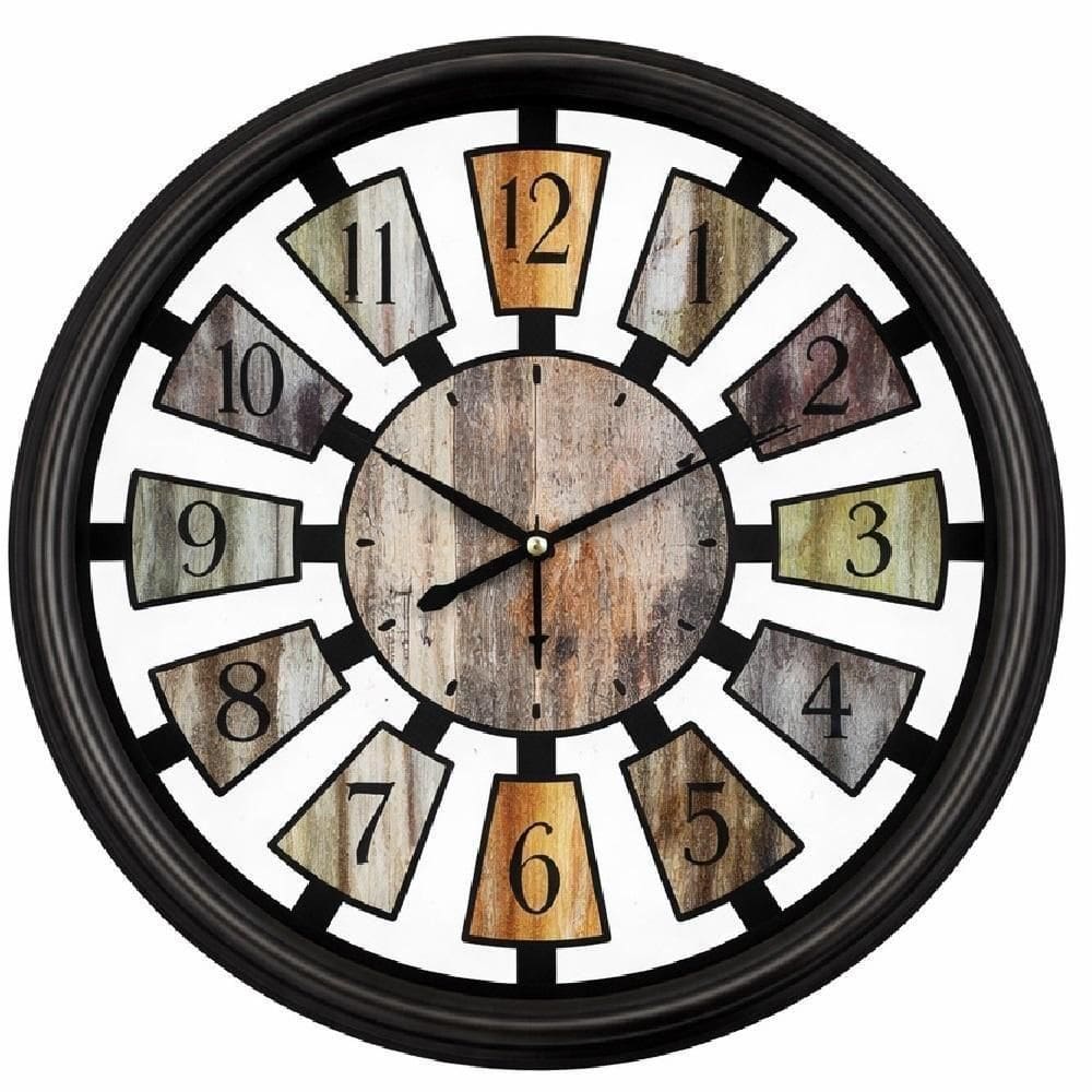 Relógio De Parede Gigante 40cm Estilo Madeira Industrial Retrô Vintage – Decoração Rústica Luxo Para Sala E Casa