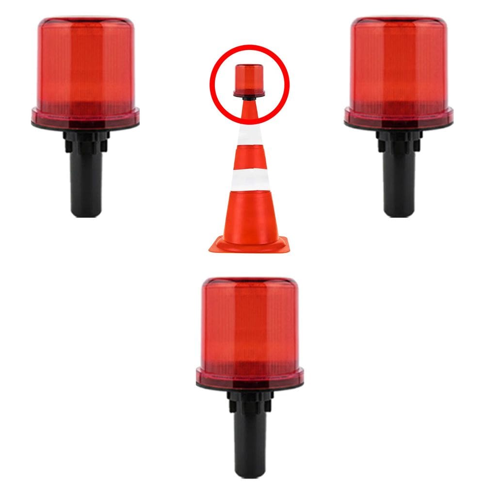 Sinalizador Viario Solar Kit 3 Cone Sinalizaçao Transito Estrada Alerta Rodovia Obra Emergencia Aviso Acidentes