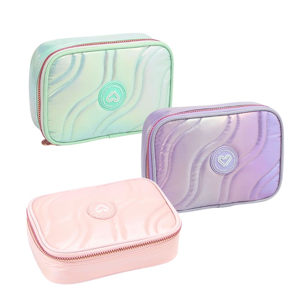 Estojo Escolar Lapis Box Holografico Waves Color Up Cor Lilás Holográfico Seanite