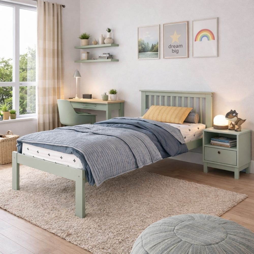 Cama de Solteiro 100% Madeira Maciça de Pinus c/ Cabeceira