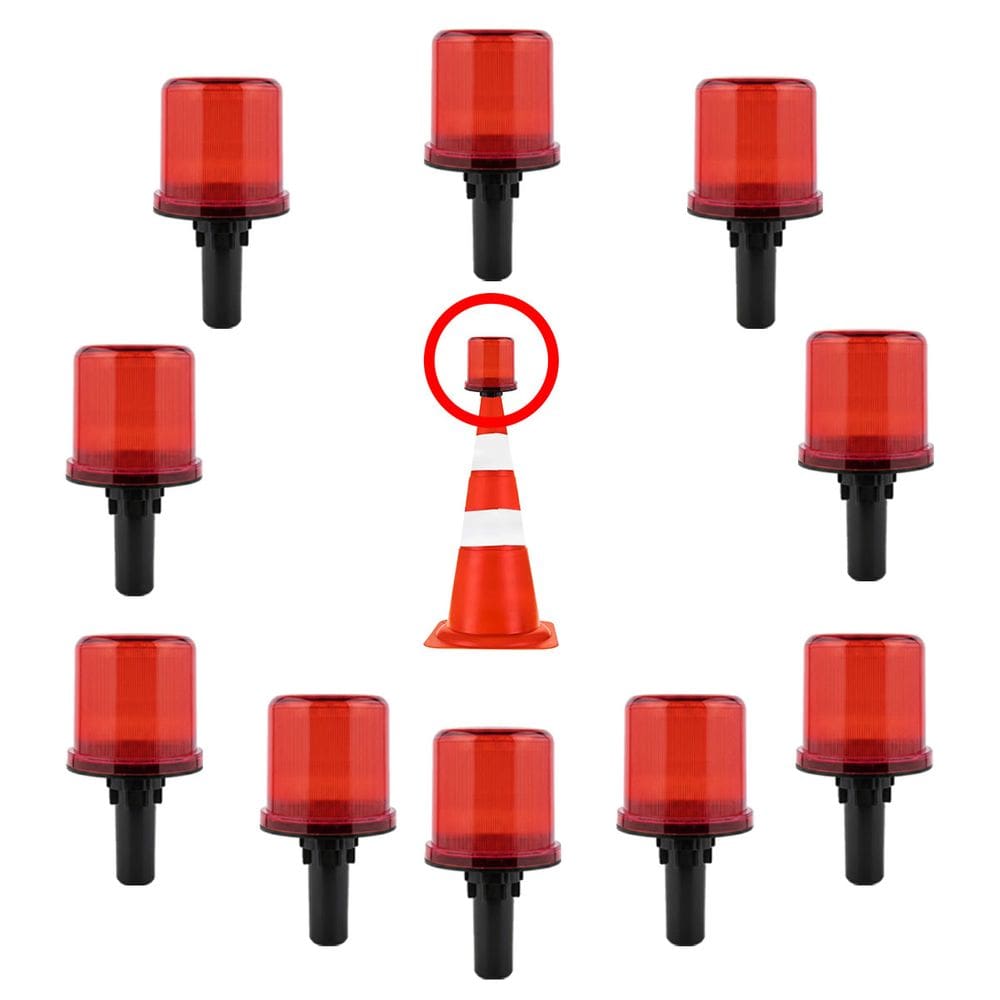 Sinalizadores Viario Solar Kit 10 Cone Alerta Sinaliza Estrada Rodovia Transito Perigo