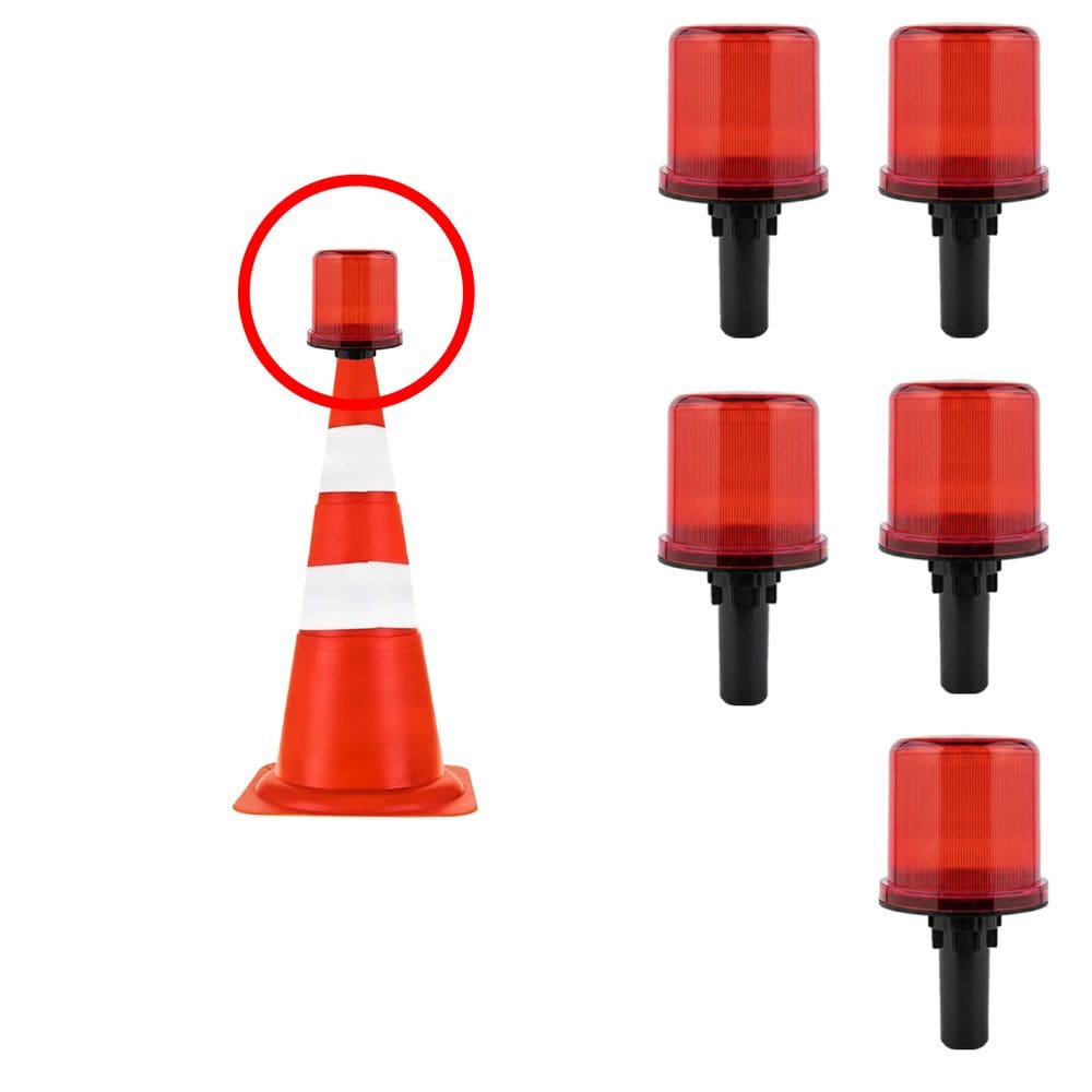 Sinalizador Solar Viario Kit 5 Uni Rodovia Estrada Alerta Cone Emergencia Obra