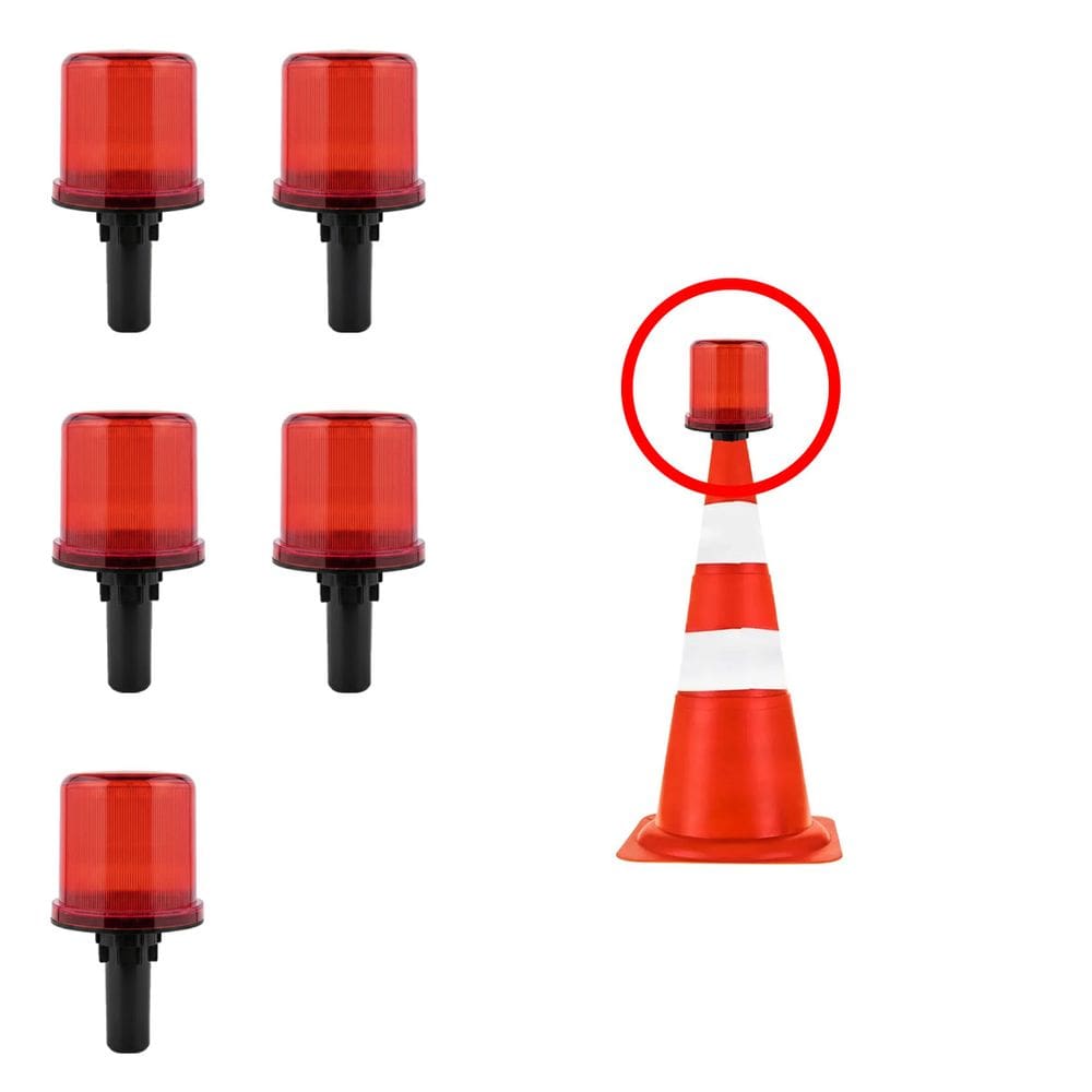 Sinalizador Solar Viario Kit 5 Uni Rua Estrada Emergencia Alerta Cone Rodovia Obra