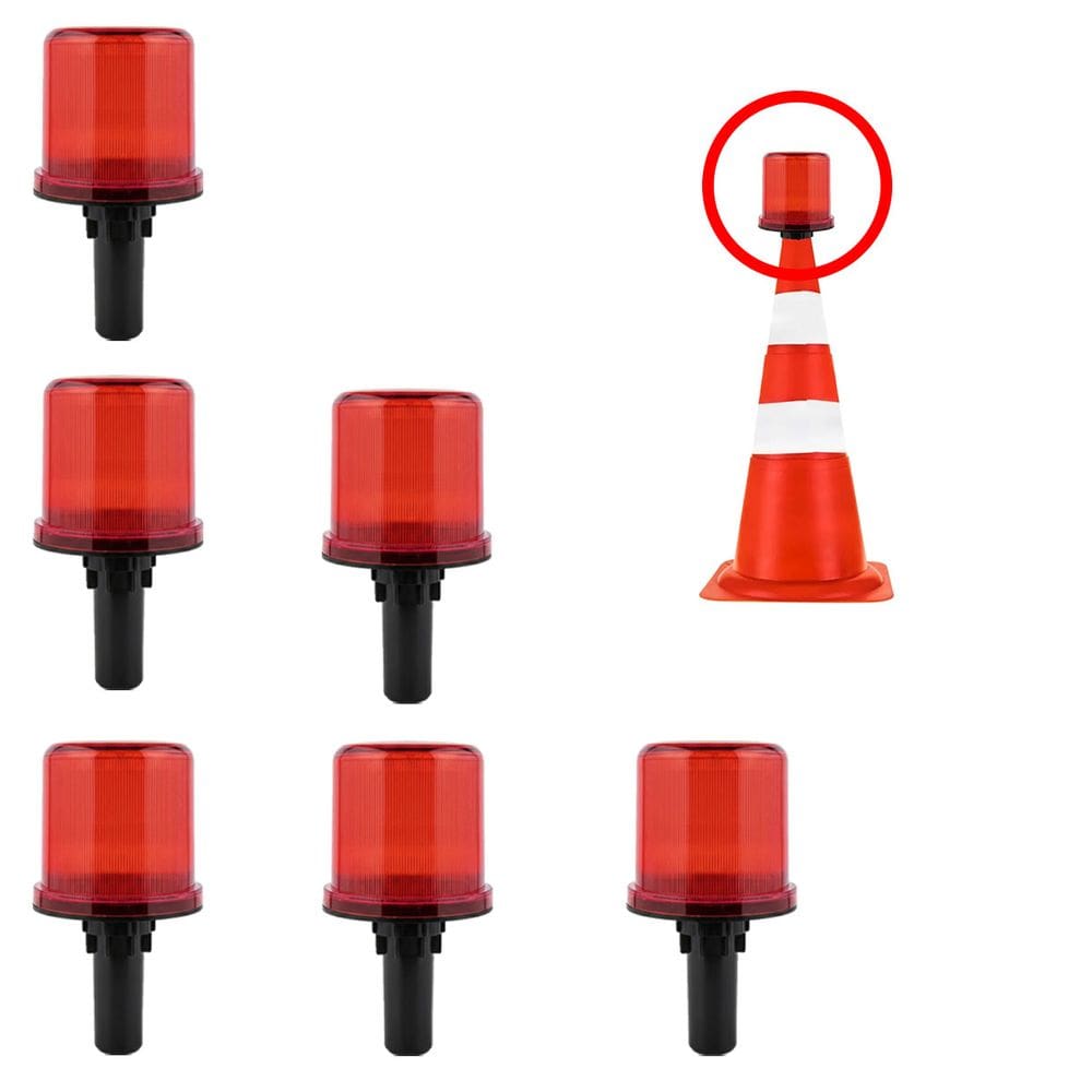 Sinalizadores Viario Solar Kit 6 Sinalizacao Estrada Transito Rodovia Cone Alerta Emergencia Aviso
