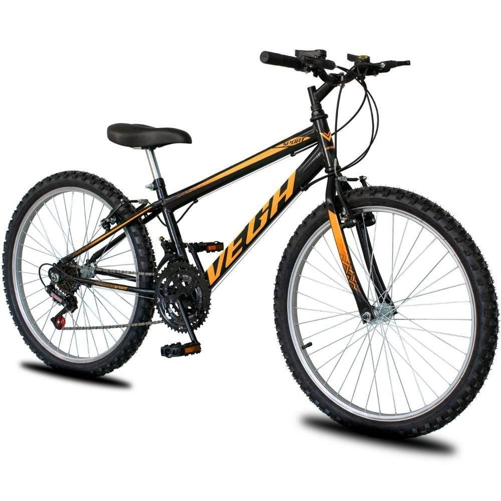 Bicicleta Aro 26 Dropp Sport Infantil Adulto 18 Vel Marchas Freio V-brake Preto/laranja