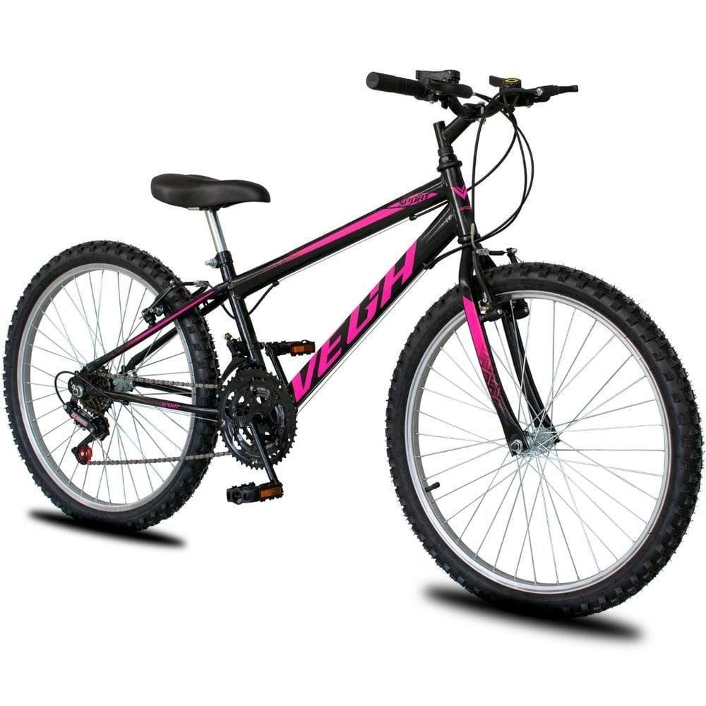 Bicicleta Aro 26 Dropp Sport Infantil Adulto 18 Vel Marchas Freio V-brake Preto/rosa