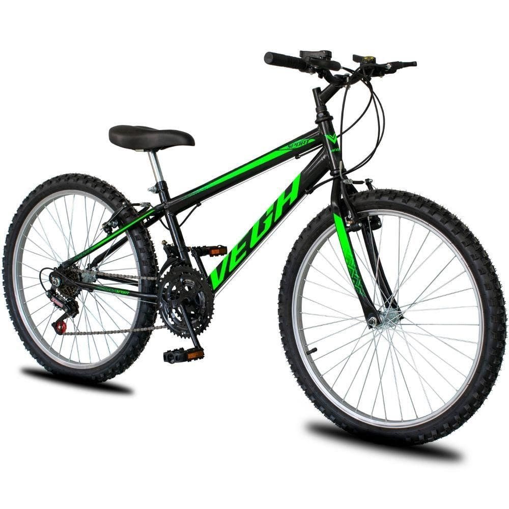 Bicicleta Aro 26 Dropp Sport Infantil Adulto 18 Vel Marchas Freio V-brake Preto/verde