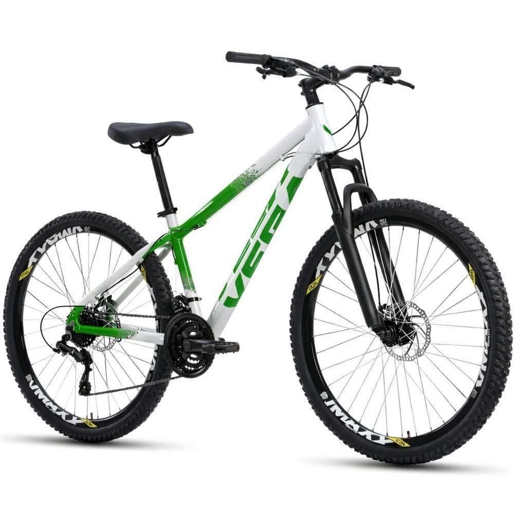 Bicicleta Aro 26 Vega Warrior Alumínio Tipo Bike Vikingx 21 Vel Freio A Disco Aero Vmaxx Grau Suspensão Branco/verde
