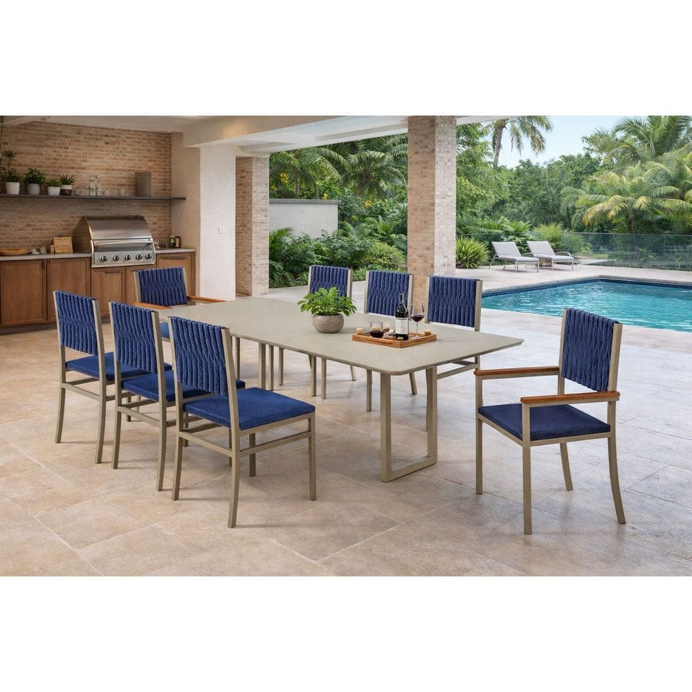 Conjunto Gourmet náutica 8 cadeiras Elegance Solare-azul