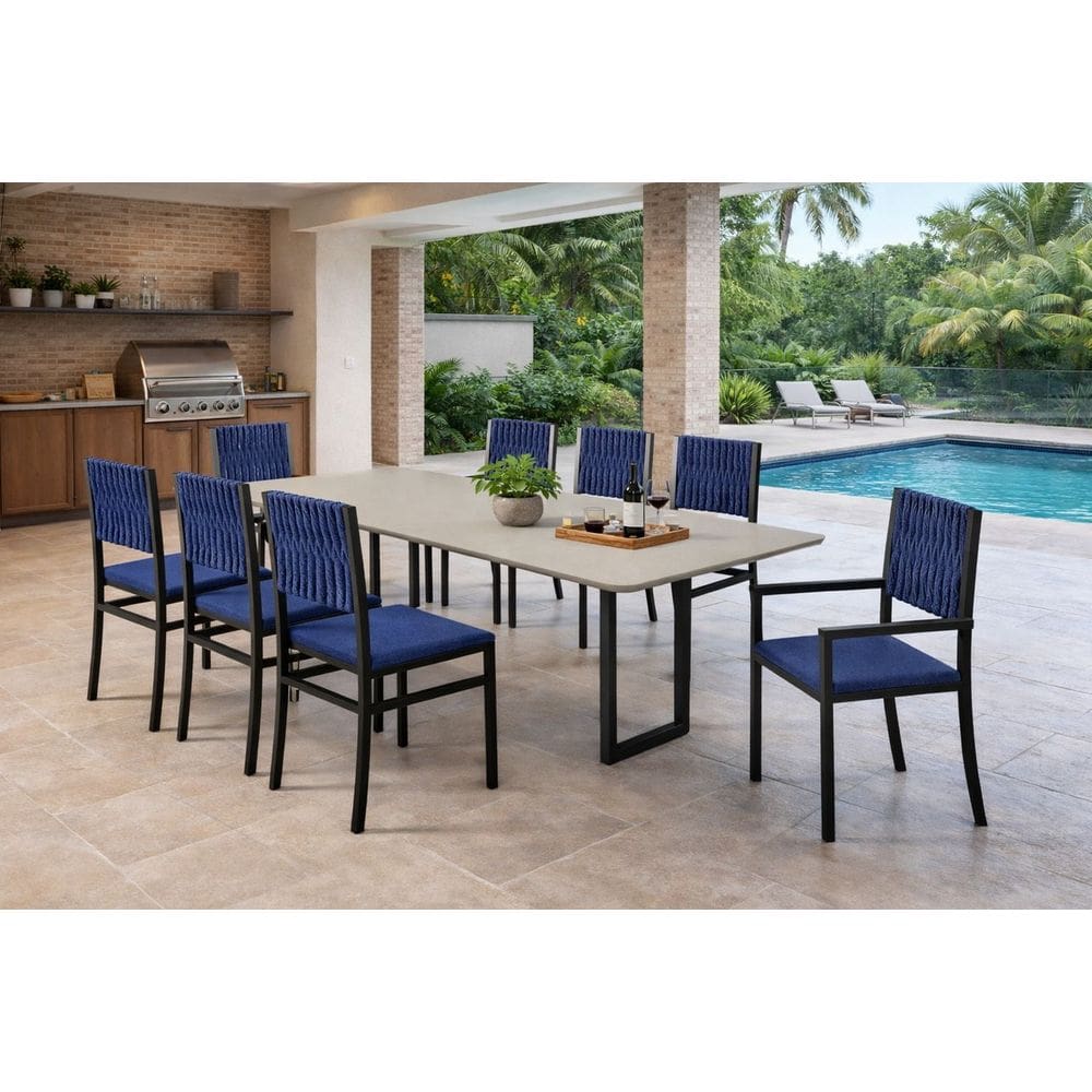 Conjunto Gourmet náutica 8 cadeiras Elegance Solare-azul PTO