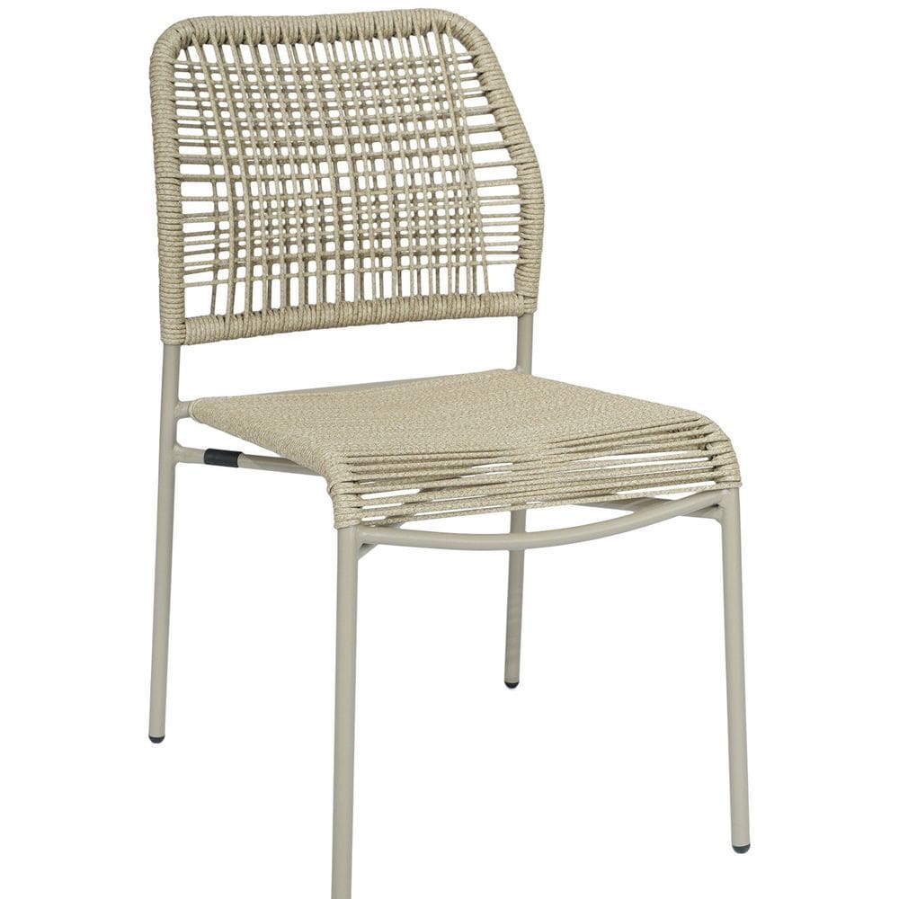 Cadeira em Aço Carbono e Corda Náutica em Polietileno para Área Externa Leme  Cinza