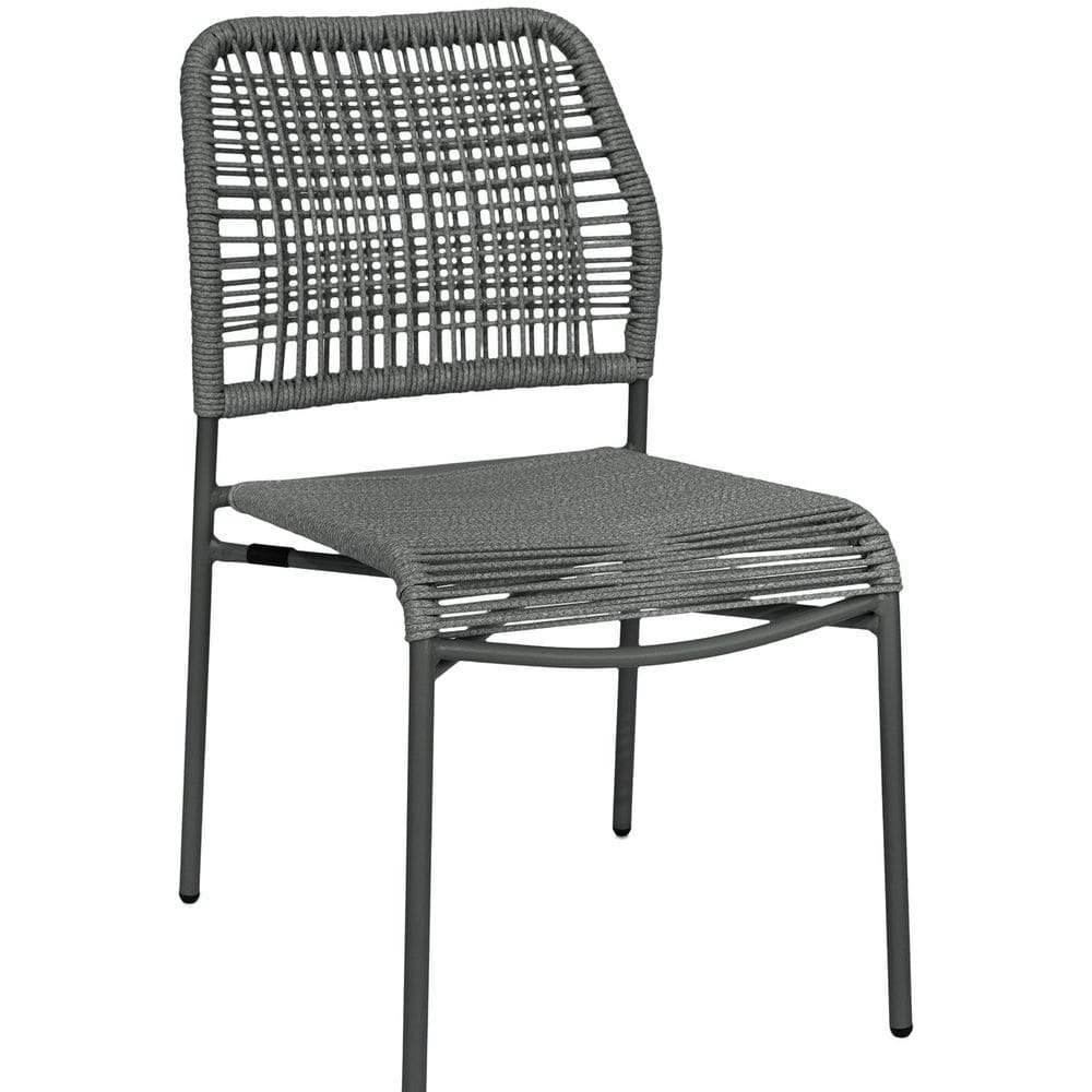 Cadeira em Aço Carbono e Corda Náutica em Polietileno para Área Externa Leme Preto