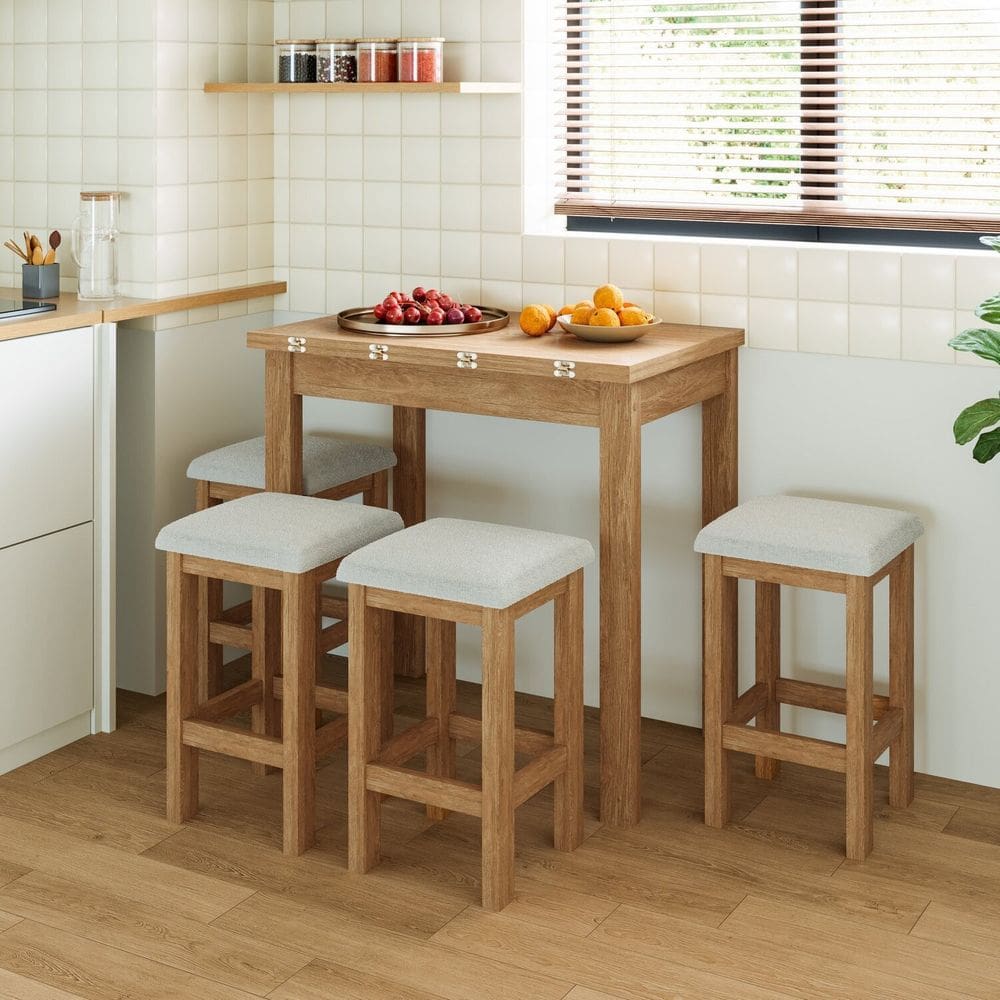 Conjunto Mesa Dobrável com 4 Bancos para Sala de Jantar Inovata/Nevoa