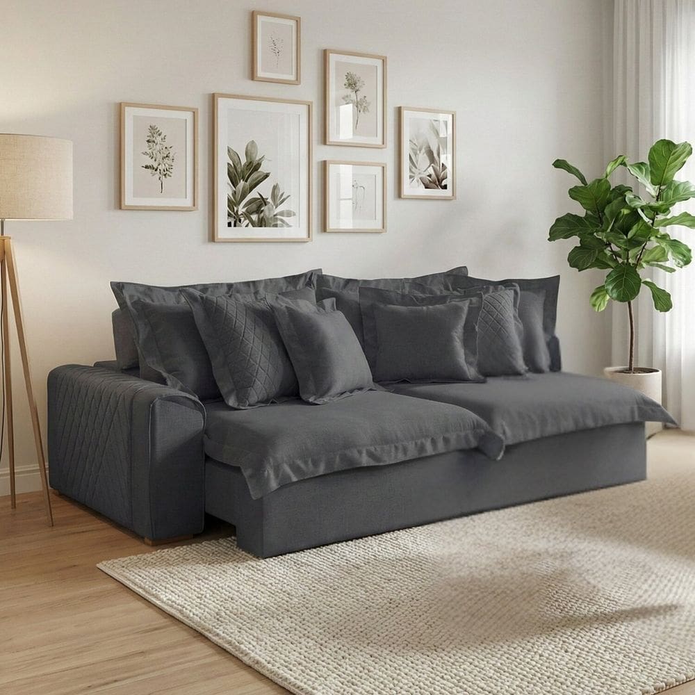 Sofá Retrátil e Reclinável 4 Lugares 290cm Veludo Zeus Grafite