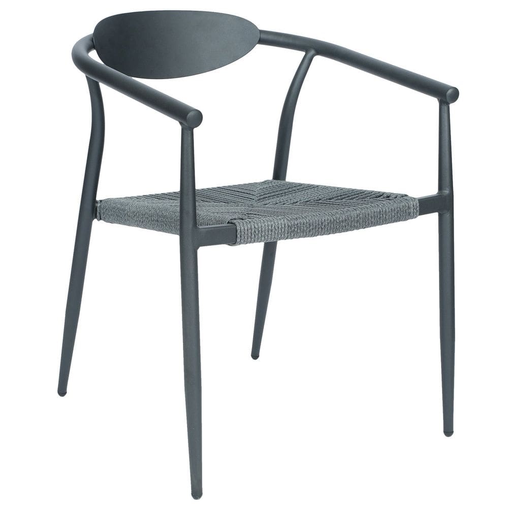 Cadeira em Aluminio e Corda Náutica em Polietileno para Área Externa Isla Preto