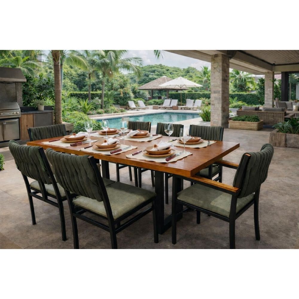 Conjunto externo náutica 8 cadeiras Elegance Solare-verde pt