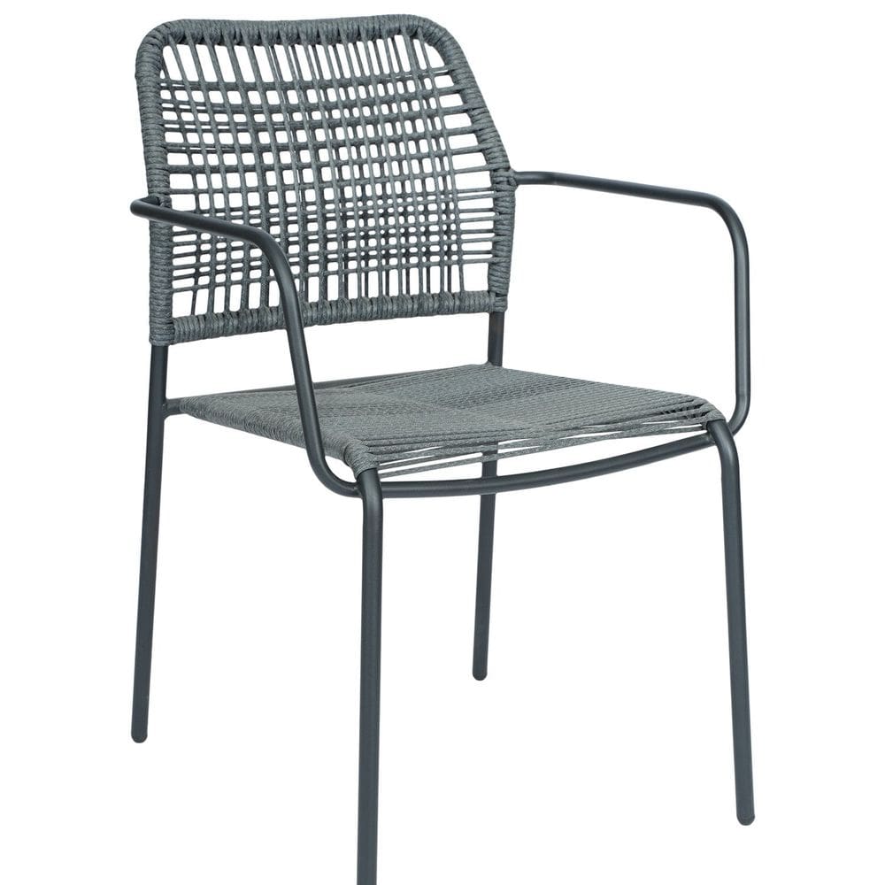 Cadeira em Aço Carbono e Corda Náutica para Área Externa Copacabana Preto